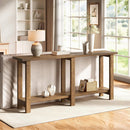 Farmhouse Solid Wood Console Table with Storage Shelf