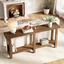 Farmhouse Solid Wood Console Table with Storage Shelf