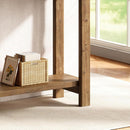 Farmhouse Solid Wood Console Table with Storage Shelf
