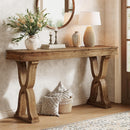 63" Solid Wood Console Table with Farmhouse X-Shaped Legs