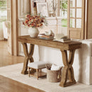 63" Solid Wood Console Table with Farmhouse X-Shaped Legs