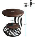 Round Side Table, 2-Tier Faux Marble End Table with Storage Shelf