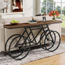 70.9" Console Table with Bicycle Metal Base, Extra Long Sofa Table