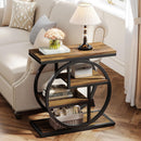 Side Table with 4-Tier Storage Shelves, Industrial End Table for Living Room & Bedroom ()