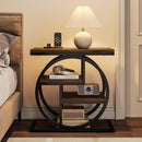 Side Table with 4-Tier Storage Shelves, Industrial End Table for Living Room & Bedroom ()