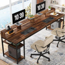 78.7" Ergonomic Computer Desk for Two with Monitor Stand & 4 Open Shelves