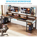 78.7" Ergonomic Computer Desk for Two with Monitor Stand & 4 Open Shelves