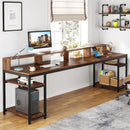 78.7" Ergonomic Computer Desk for Two with Monitor Stand & 4 Open Shelves