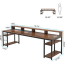 78.7" Ergonomic Computer Desk for Two with Monitor Stand & 4 Open Shelves