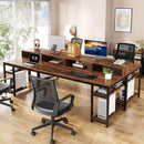 78.7" Ergonomic Computer Desk for Two with Monitor Stand & 4 Open Shelves