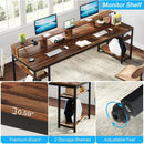 78.7" Ergonomic Computer Desk for Two with Monitor Stand & 4 Open Shelves