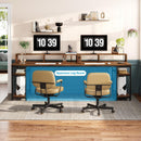 78.7" Ergonomic Computer Desk for Two with Monitor Stand & 4 Open Shelves