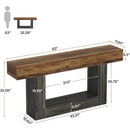 63" Wooden Console Table, Farmhouse 2-Tier Sofa Entryway Table