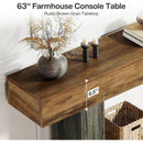 63" Wooden Console Table, Farmhouse 2-Tier Sofa Entryway Table