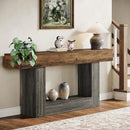 63" Wooden Console Table, Farmhouse 2-Tier Sofa Entryway Table