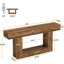 63" Wooden Console Table, Farmhouse 2-Tier Sofa Entryway Table