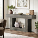 63" Wooden Console Table, Farmhouse 2-Tier Sofa Entryway Table