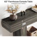 63" Wooden Console Table, Farmhouse 2-Tier Sofa Entryway Table