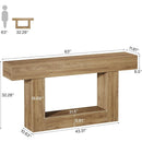 63" Wooden Console Table, Farmhouse 2-Tier Sofa Entryway Table