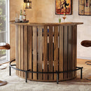 39.4" Arc-Shaped Bar Table with 4-Tier Storage Cabinet & Footrest