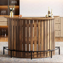 39.4" Arc-Shaped Bar Table with 4-Tier Storage Cabinet & Footrest