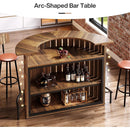 39.4" Arc-Shaped Bar Table with 4-Tier Storage Cabinet & Footrest