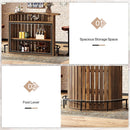 39.4" Arc-Shaped Bar Table with 4-Tier Storage Cabinet & Footrest
