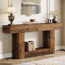 63" Wooden Console Table, Farmhouse 2-Tier Sofa Entryway Table