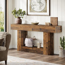 63" Wooden Console Table, Farmhouse 2-Tier Sofa Entryway Table