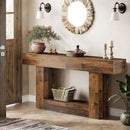 63" Wooden Console Table, Farmhouse 2-Tier Sofa Entryway Table