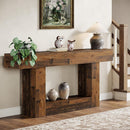 63" Wooden Console Table, Farmhouse 2-Tier Sofa Entryway Table