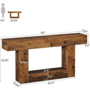 63" Wooden Console Table, Farmhouse 2-Tier Sofa Entryway Table