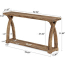 63" Solid Wood Console Table, Narrow Sofa Entryway Table with 2-Tier Storage