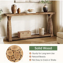 63" Solid Wood Console Table, Narrow Sofa Entryway Table with 2-Tier Storage