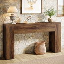 Rustic Wood Grain Console Table with Hidden Drawers
