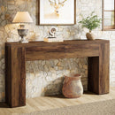 Rustic Wood Grain Console Table with Hidden Drawers
