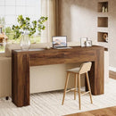 Rustic Wood Grain Console Table with Hidden Drawers