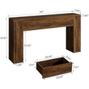 Rustic Wood Grain Console Table with Hidden Drawers