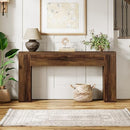 Rustic Wood Grain Console Table with Hidden Drawers