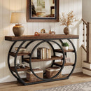 47.24" Console Table, 5-Tier Industrial Sofa Table with Metal Frame