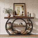 47.24" Console Table, 5-Tier Industrial Sofa Table with Metal Frame