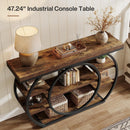 47.24" Console Table, 5-Tier Industrial Sofa Table with Metal Frame