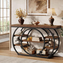 47.24" Console Table, 5-Tier Industrial Sofa Table with Metal Frame