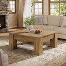 Square Coffee Table, 39" Farmhouse Wood Coffee Table with Sturdy Legs