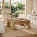 Square Coffee Table, 39" Farmhouse Wood Coffee Table with Sturdy Legs