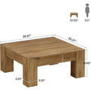 Square Coffee Table, 39" Farmhouse Wood Coffee Table with Sturdy Legs