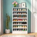 8-Tier Shoe Storage Cabinet, Wooden Freestanding Shoe Rack