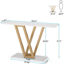 43" Narrow Console Table, Industrial Entryway & Sofa Table