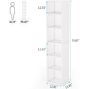 70.9" Corner Bookcase, 6-Tier Narrow Cube Display Shelves