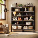 70.8-Inch Tall Bookcase with LED Lights, 5-Tier Black Bookshelf Organizer